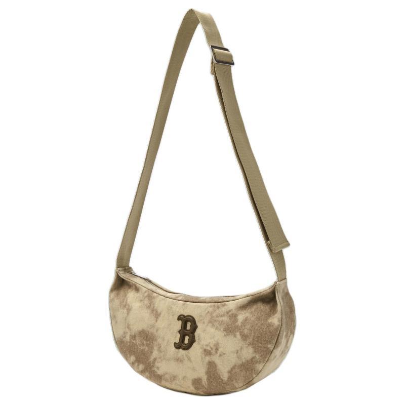 MLB Denim Shoulder Bag Unisex Charcoal Gray/Hemp Sandy Brown Casual