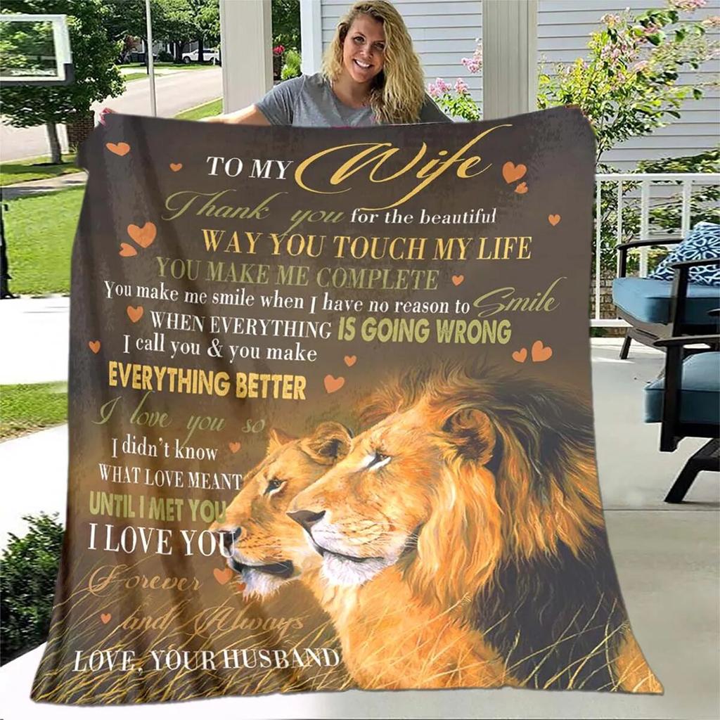 Tochterdecke, bedruckte Decke, Flanell, Sofa, „To My Daughter“-Decke, Löwe, Tiger, ich liebe dich, Mama, Papa, Wolf, Geschenke für die Tochter