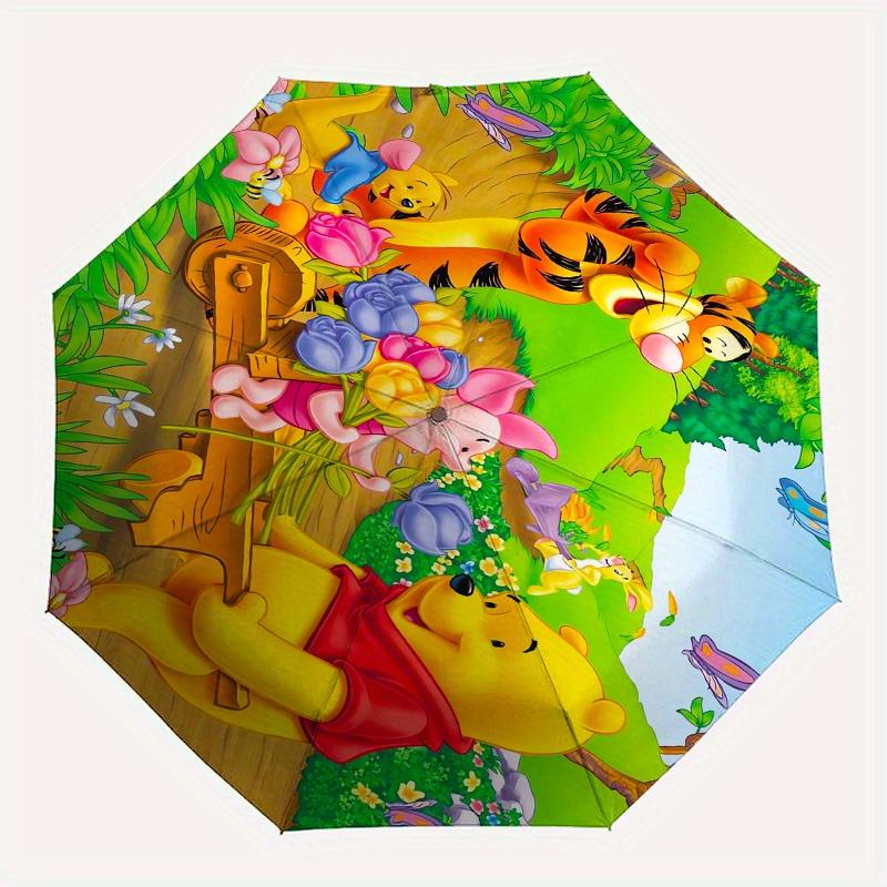 1pc Winnie the Pooh,Tigger Automatic Folding Umbrella: Compact 8-Bone Design Cartoon Outdoor Travel Companion, Business Umbrella, Christmas