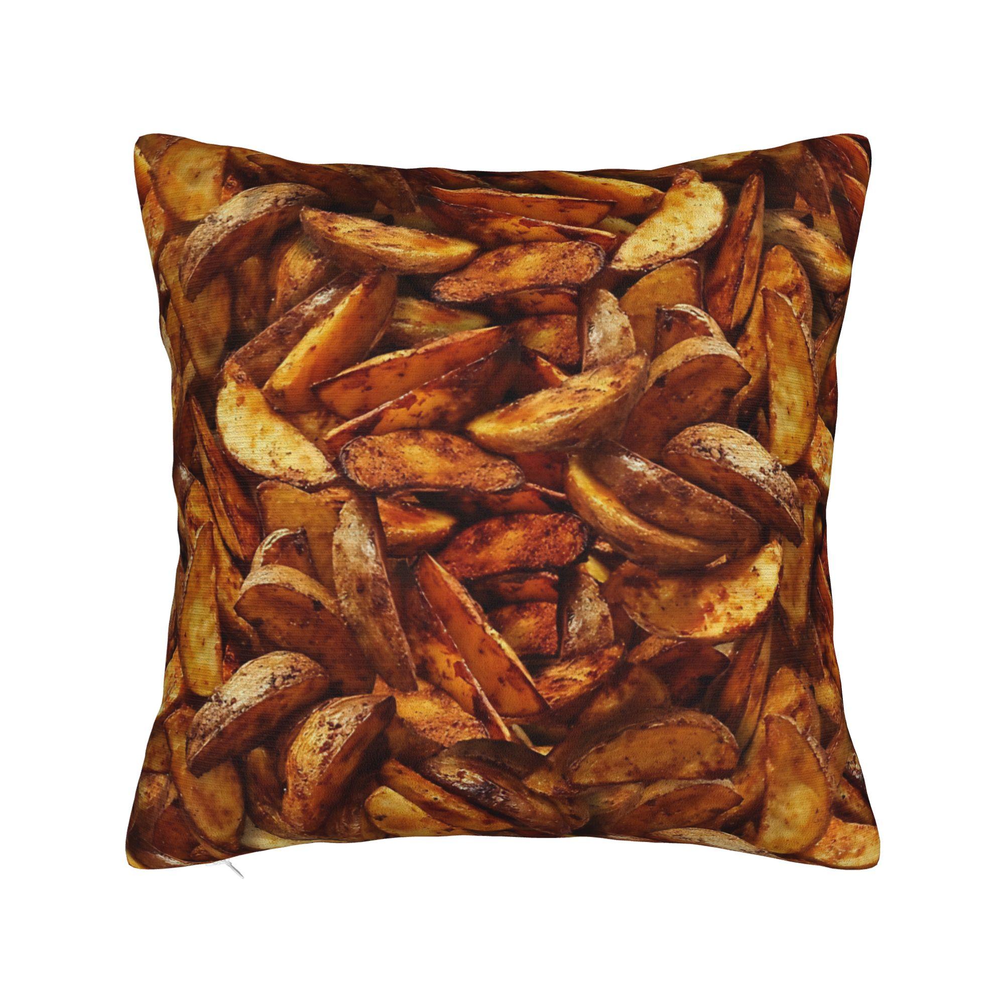 Steak Fries Seamless Pattern Pillow Cover Square Cushion Cover Cute Funny Pillow Case For Office Car Home Decor 5050cm 1170₽