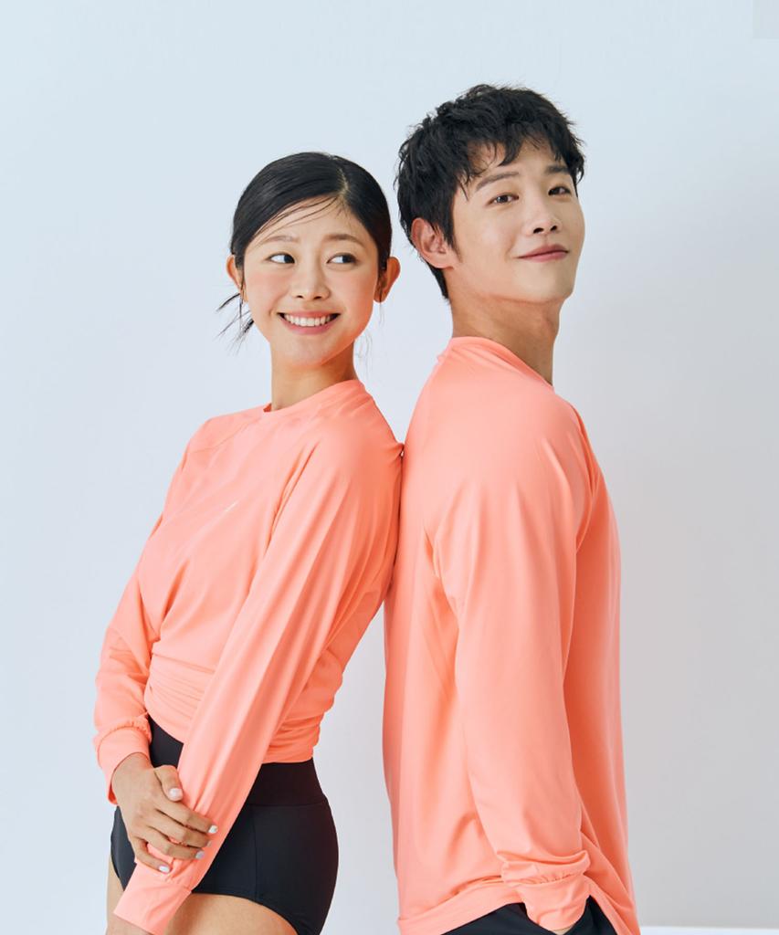 Seuwimeobaus Basic Long Sleeve Loose Fit Oversized Top Rash Guard Big Size