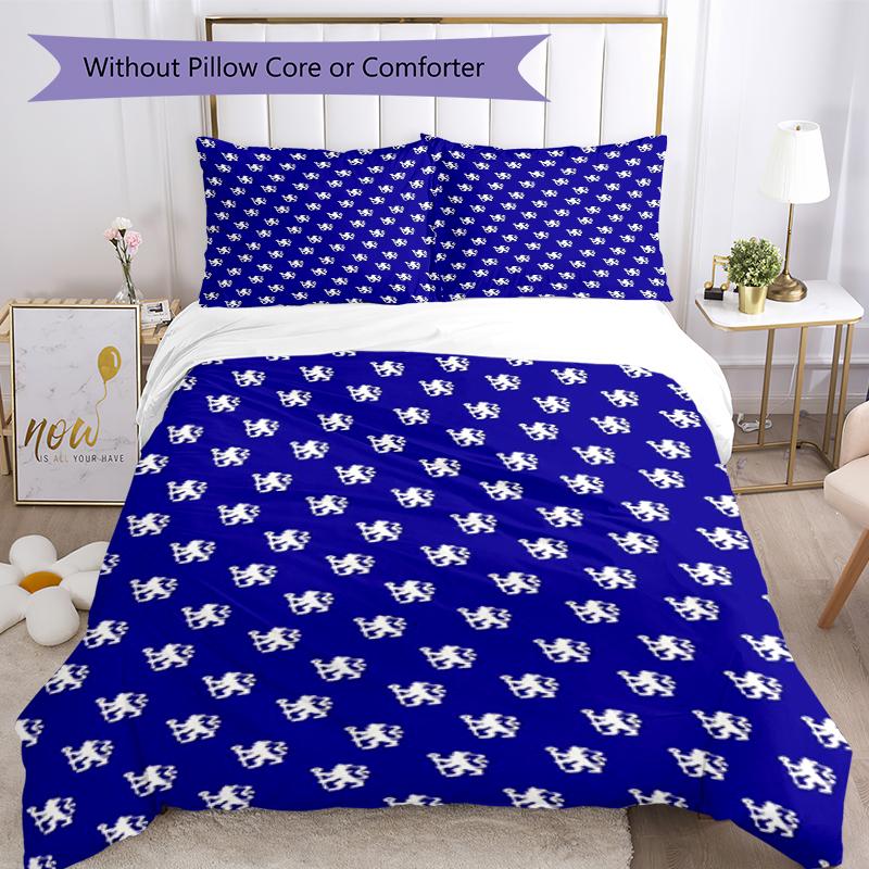 3pcs Chelsea Football Club Bedding Set Duvet Cover Closure Includes 1 Duvet Cover & 2 Pillowcases, Soft and Comfortable for All Seasons.