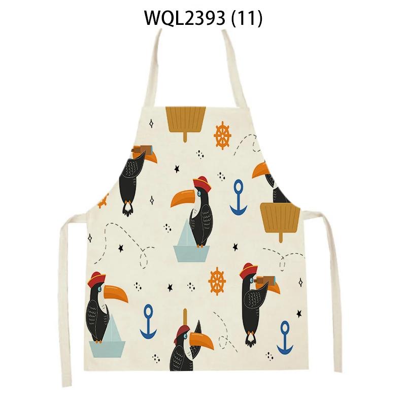 Home Kitchen Cooking Aprons Lovely Animal Bears Printed Sleeveless Linen Colorful Aprons for Men Women Baking Accessories
