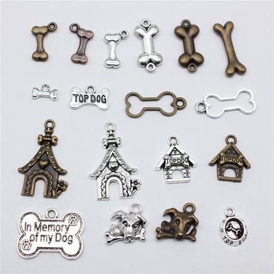 20 Stück Anhänger Knochen Hundehütte Charms Anhänger Herstellung DIY Handgemacht Tibetische Bronze Silber Farbe Schmuck