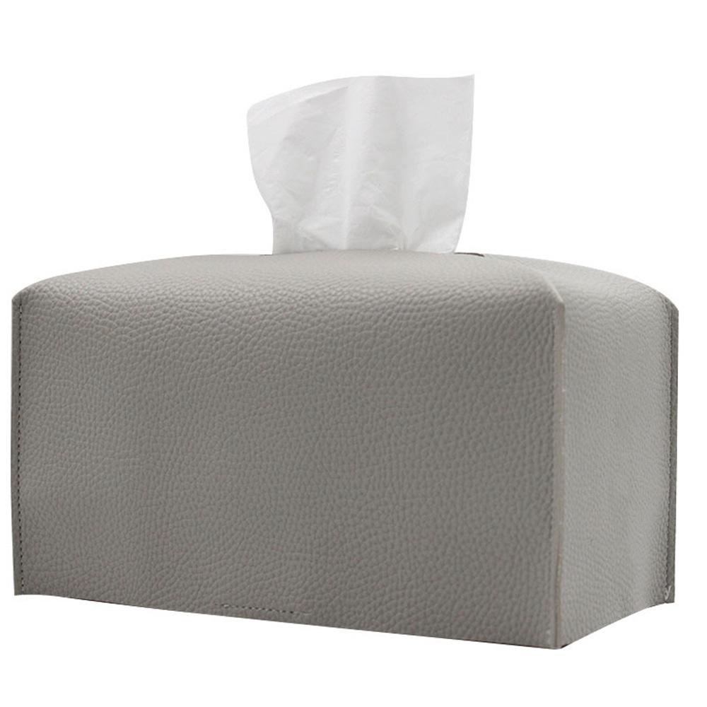 Tissue Box Cover Refined PU Leather Foldable Tissue Box Holder - Decorative Holder/Organizer for Bathroom Vanity Countertop