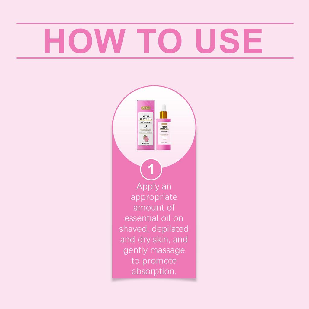 OUHOE Strawberry Scented Post-Hair Removal and Shaving Care Oil, Gentle and Moisturizing, Hydrating and Soothing, Suitable for Whole Body, 40ml