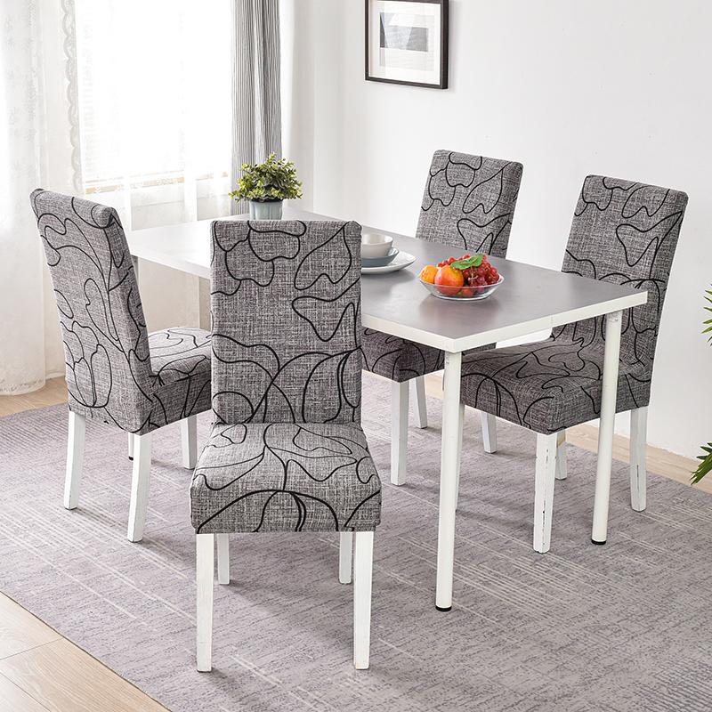 Printed Chair Cover Elastic Kitchen Seat Cover Stretch Spandex Chair Covers for Dining Room Wedding Hotel Banque… More