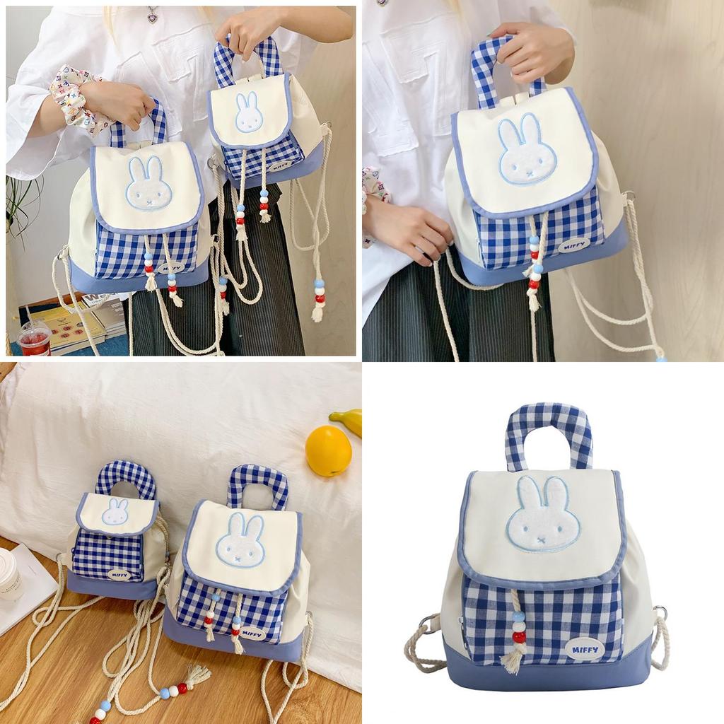 Miffy Cartoon Bunny Mini Backpack For Girls With Nylon Material And Inside Pocket For School Use