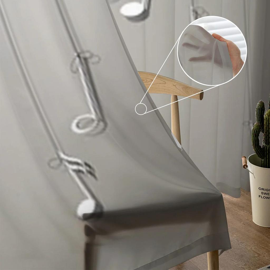 Abstrakter Hintergrund mit Noten, durchsichtige Vorhänge, Schlafzimmer-Voile-Vorhang, Wohnzimmer, Fenster, durchsichtige Vorhänge, Küche, Tüllvorhänge