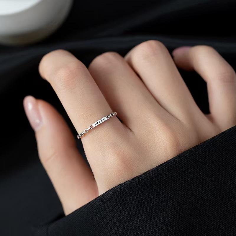 Ring New Lucky Letter Lucky Ring Women's Fashion Personality Ins Style Niche Design Sense Open