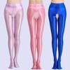 Japanische Satin Damen Feinstrumpfhose Öl Glänzend Glitzer Strumpfhose Glänzend Seidig Glatt Sexy Offener Schritt Leggings Party Club Kleidung
