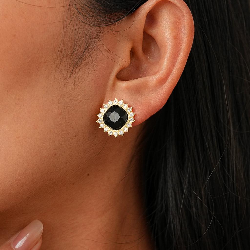 Ten-piece Set of Diamond-encrusted Imitation Pearl Flocking Bow Love Geometric Silver Needle Stud Earrings