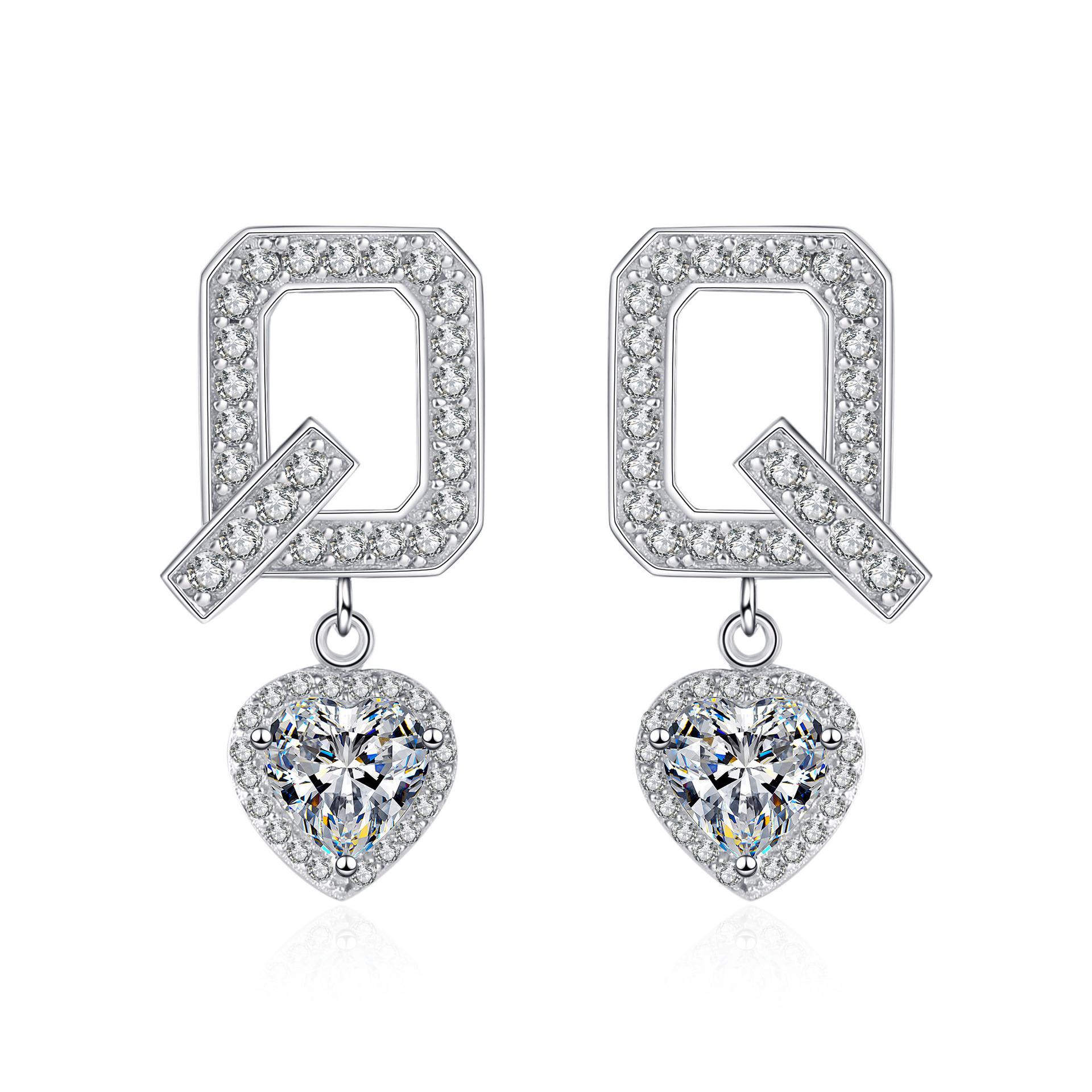 

Женские серьги из стерлингового серебра 925 пробы, серьги с муассанитом и буквой Q, серьги из золота pt950 с покрытием 6.5mm zircon