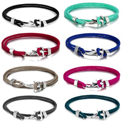 Japanese Simple Silver Cute Hammerhead Shark Adjustable Hand Rope Milan Rope Couple Color Bracelet Holiday Beach