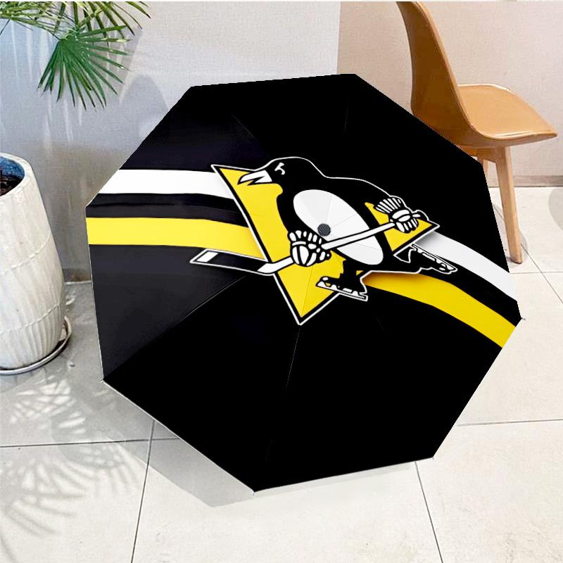 Penguins Heart Logo Art Umbrella 8-Frame for Travel, Camping, Casual Lightweight Portable Umbrella, Essential for Every Family Holidays Gift