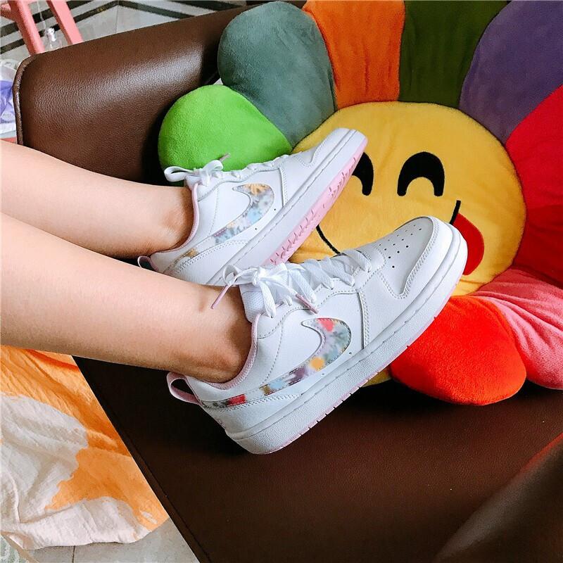 New Nike Court Bourough Low 2 SE Floral Swoosh GS CK5426-100