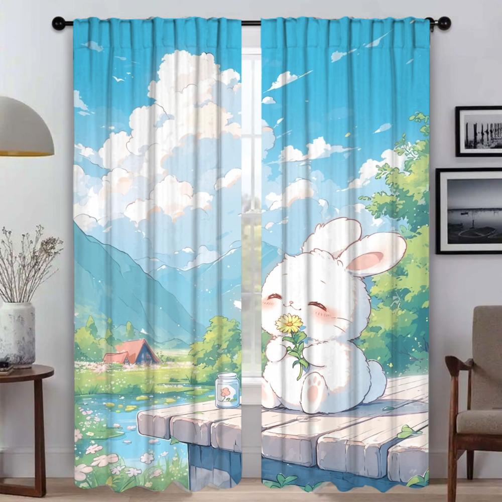 The Lotus Pond Cools Itself Kitchen Curtains for Living Room Blackout Curtain for Room 2 Panel Home Interior Curtains Shades
