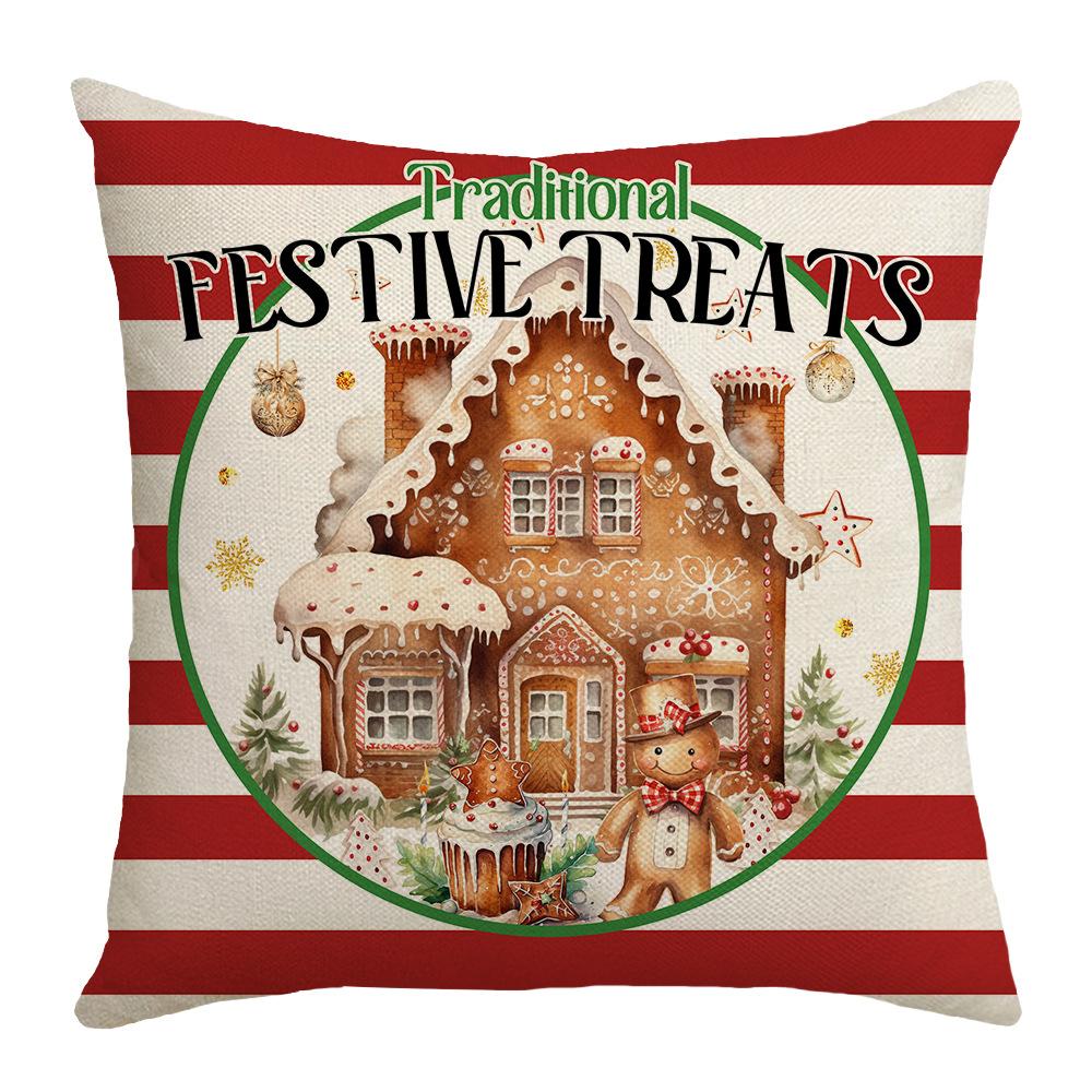 Christmas Atmosphere Illustration Digital Printing Set Home Decoration Sofa Cushion Gingerbread Man Fairy Tale Warmth