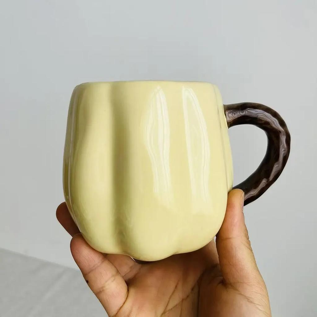 Halloween Keramisk Kopp, Oransje Gresskar, Friske Kunstneriske Hjem Melkekrus, Stor Kapasitet Frokost Par Kaffekopper Kontor Vann