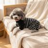 Soft Knit Pet Jumpsuit Striped Print Four Leg Outfit Pet Loungewear  Indoor Daily Wear