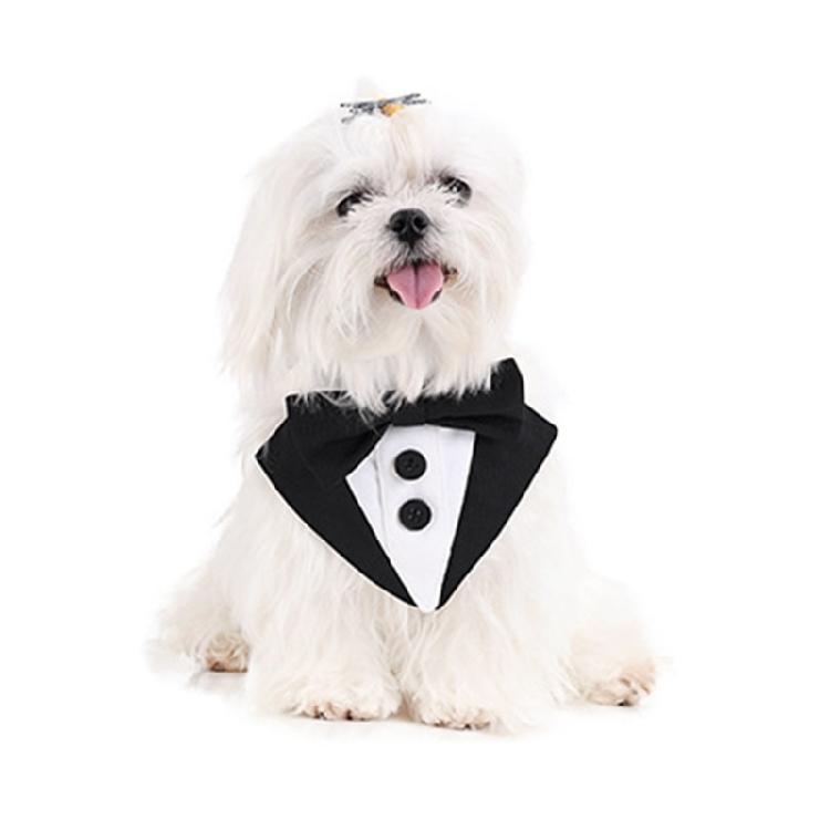 Elegant Dogs Bowtie Bandana Adjustable Pet Tuxedo Scarf for Small Middle Dogs Breathable Polyester Wedding Accessory