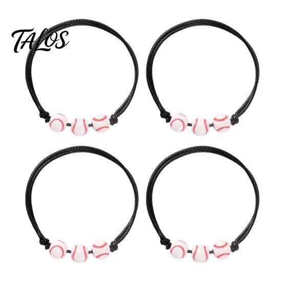 Durable Braided Rope Accessory 4 Pcs Sports Balls Bracelets, Adjustable String Bracelet, Unisex Athletic Wristband Handmade Woven Cord Team