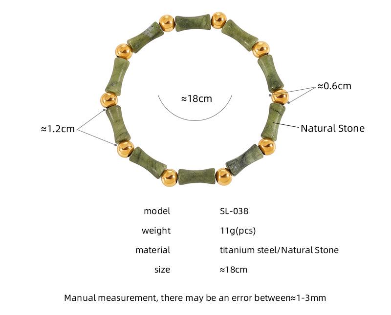 Niche Design Elegant Ancient-Style Gold-Plated Natural Stone Titanium Steel Bracelet for Women