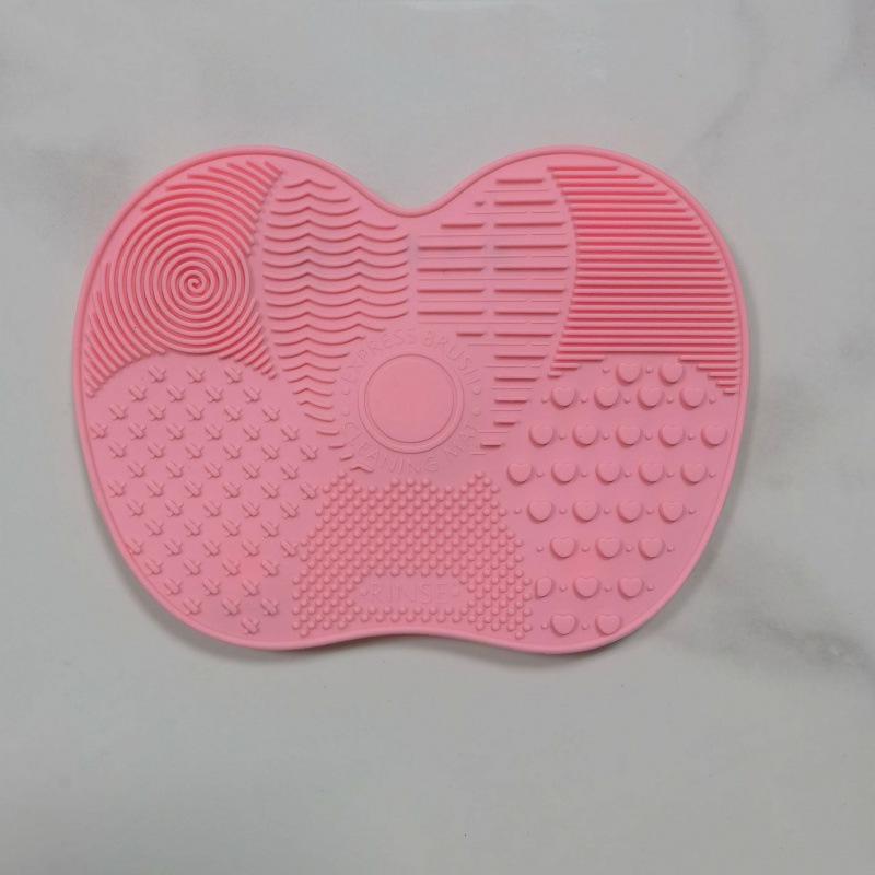 Silicone Apple-Shaped Makeup Brush Cleaning Pad with Suction Cups