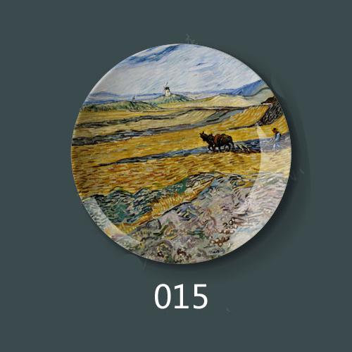 8 Inch Van Gogh Painting Porcelain Decorative Wall Hanging Plate Seat Disc Ceramic Disc Art Nouveau