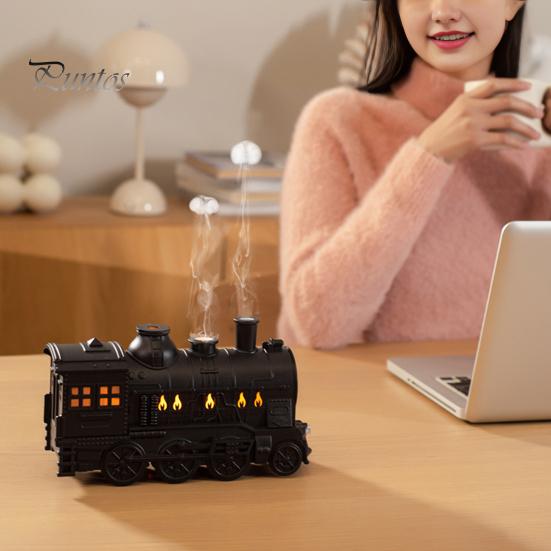 Essential Oil Sprayer for Relaxation Vintage Steam Train Aroma Diffuser, 300ml Ultrasonic Cool Mist Humidifier with Dual Automatic Power Off