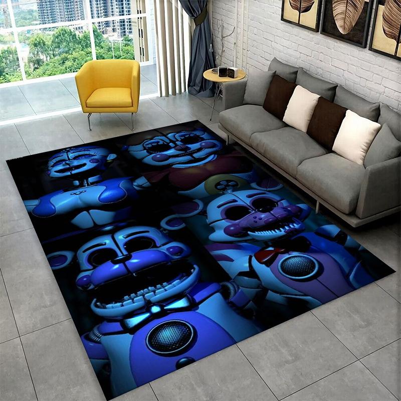 Alfombra Clásica F-FNAF Juego de Terror Freddy para Sala de Juegos Dormitorio Sala de Estar Sofá Decoración del Hogar, Alfombra para Zona Infantil Alfombrilla Antideslizante