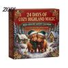 Artículos de Decoración para el Hogar de Temporada 24 Días Calendario de Adviento de Vaca de las Tierras Altas 3D 2026, Lindos Ganado de Granja Regalos Únicos de Navidad para Amigos Calendario de Cuenta Atrás,