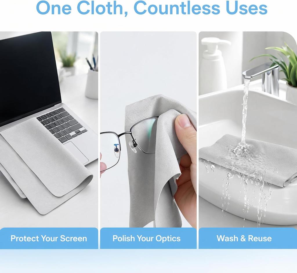 2-in-1 Microfiber Keyboard Palm Rest Dust Cover, Screen Cleaning Cloth Protector for MacBook Pro 13-16 Inch Laptops