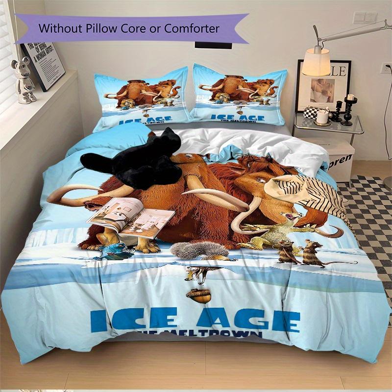 3pcs Ice Age The Meltdown Movie Poster Design Printed Bedding Set, Soft and Comfortable Quilt Cover for Bedroom, Guest Room (1 Duvet Cover +
