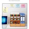 Desk Organizer A4 Paper Books Multi-functional Slanted Storage Box With Compartments Wooden Desktop Stationery Holder