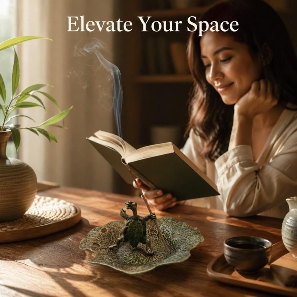 Tortoise Incense Stick Holder Desk Ornaments Lotus Leaf Base Incense Burner Home Decor Funny Incense Burning Tray Meditation