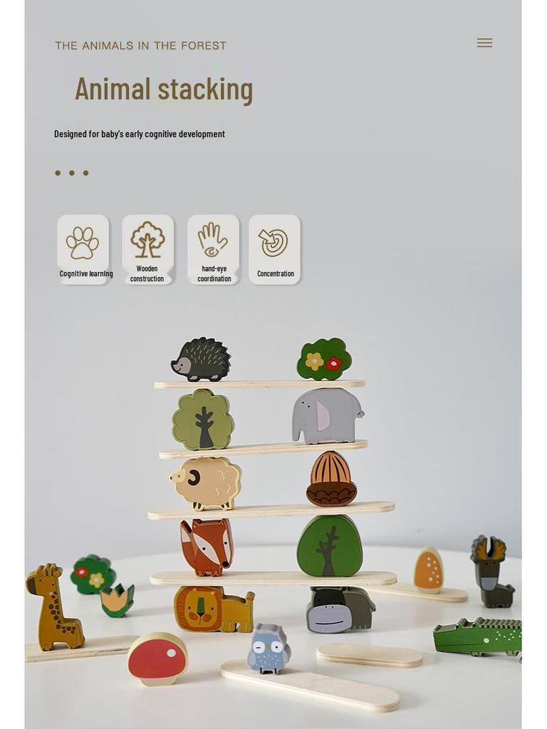 Tier Stapelturm: Holz-Jenga-Blöcke für die Koordination und Konzentration von Kindern