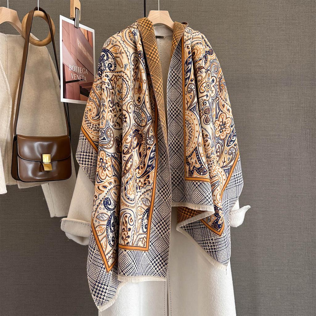 New Versatile Cashew Nut Flower Jacquard Scarf Women's Fashion Temperament Neck Protection and Warm Scarf Multifunctional Shawl