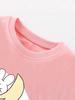 European Style Girl's Summer Cartoon Print T-shirt - Round Neck, Short Sleeve for Kids