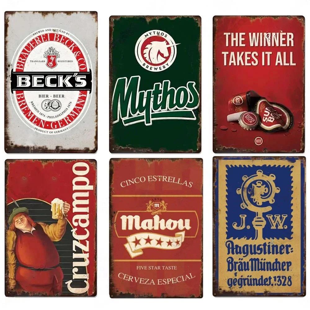 FJ Beer Brand Posters Decor Vintage Metal Signs Tin Sign Plaque Home Decor Pub Bar Man Cave Wall Decorative