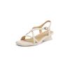 Mode Neue Sommersandalen Echtes Leder Damenschuhe Quadratische Zehenpartie Niedrige Absätze Sandalen für Damen Mode Römische Sandalen Schuhe Klobige Absätze