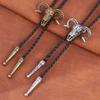 Elegant Black Bolo Tie with Bull Pendant Cowboy Bull Necktie Western Necklace Cool Bola-Tie Western Cowboy Costume