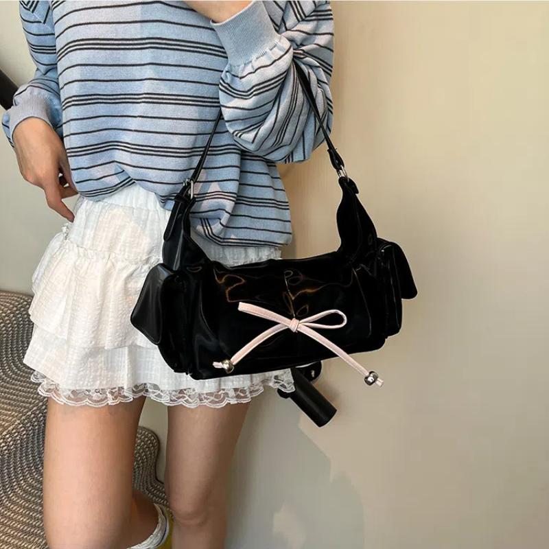 Fashion Women Crossbody Shoulder Bag Bowknot Backpack Large Capacity Outing Beach Bag Totes Bag Casual Underarm Bag Commuting Bag