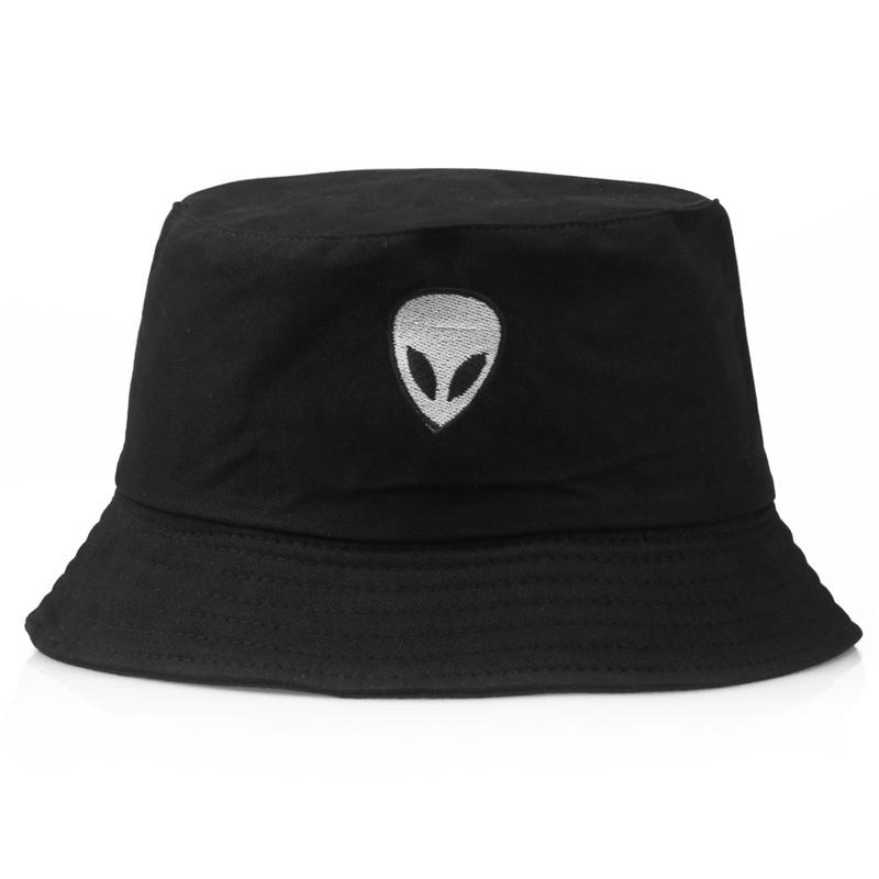 Chapeau Bob Pêcheur Alien Brodé Unisexe d'Été pour Hommes Femmes Extérieur Léger Respirant Protection Solaire F5 M(56-58cm) noir