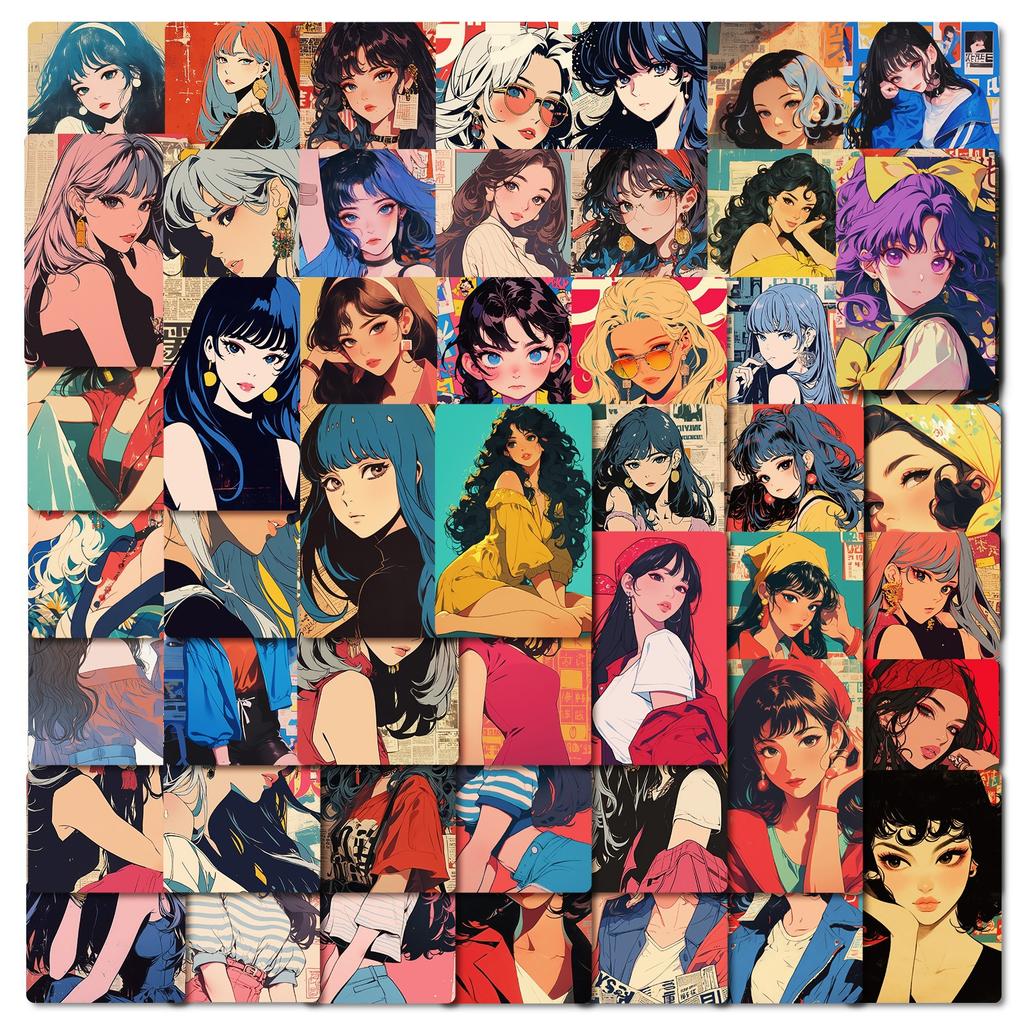 50 Cute Girls Stickers DIY Water Cup Refrigerator Skateboard Decoration Stickers