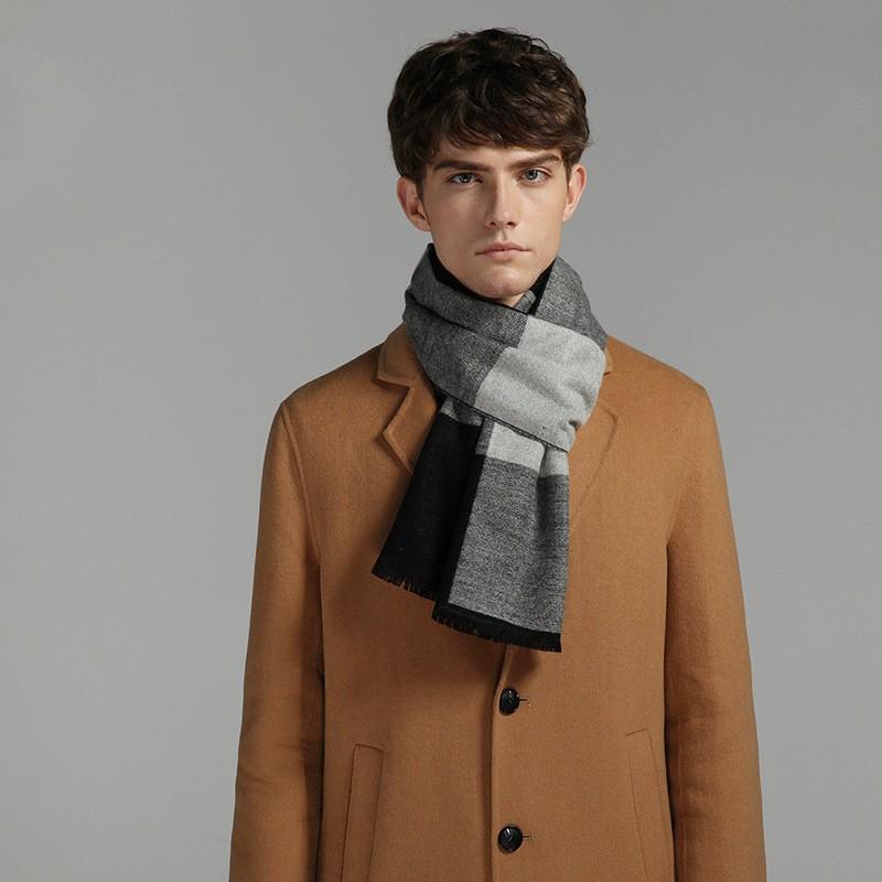 Plaid Men Scarf Winter Cashmere Warm Neckerchief Men'S Scarves Business Long Pashmina Shawl Christmas Gifts For Man