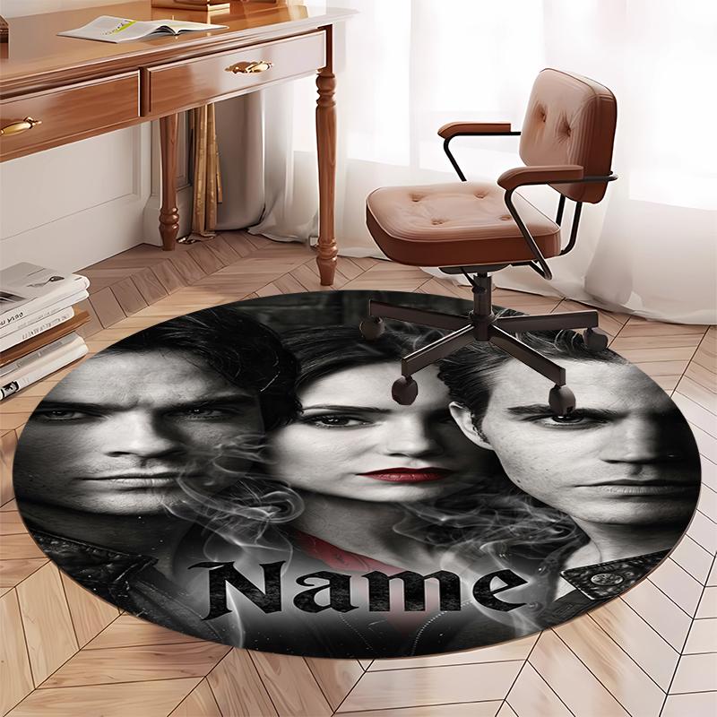 Custom Name Vampire Diaries Printed Round Rug Carpet Chair Rug Area Rug Entryway Doormats,for Office Chair Living Room Bedroom Kitchen Room.