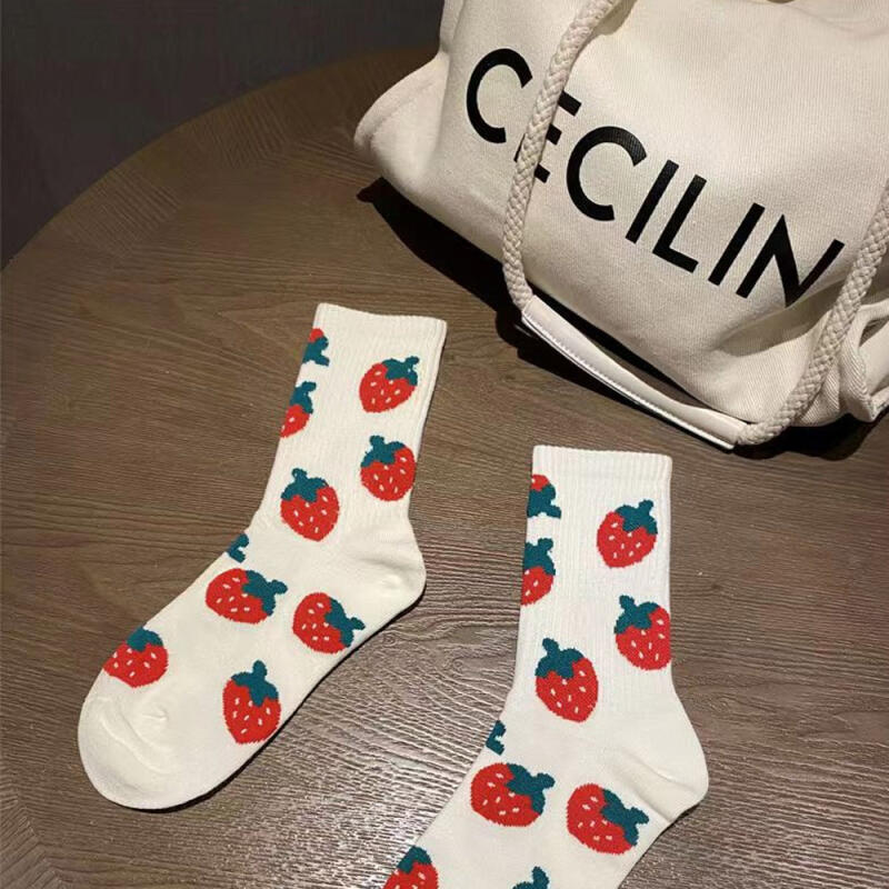 Jenny-G Strawberry Heart Pattern No-Compression Socks