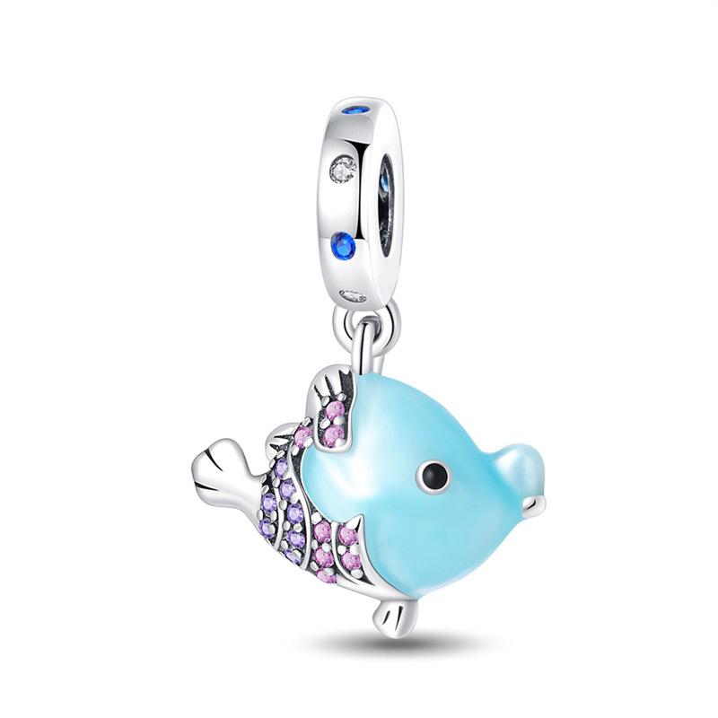 Ocean Theme Beading Accessories Set Colorful Crab Fish Turtle Pendant Beads DIY Craft Supplies
