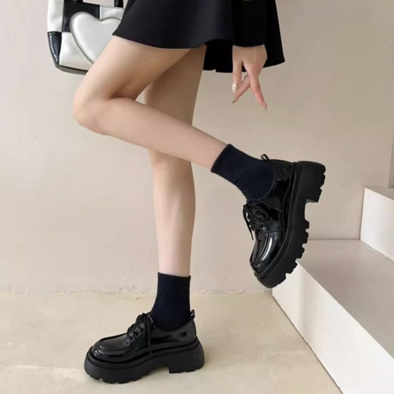 Thick soled anti slip wear-resistant women's new versatile single shoe solid color simple  comfortable casual women's shoes